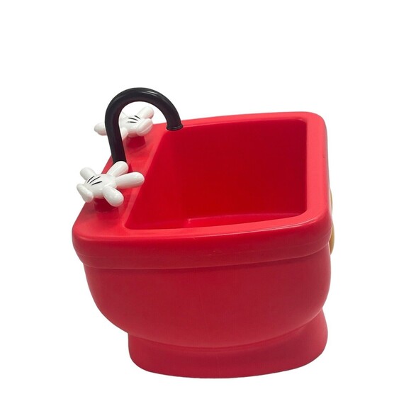 Disney Mickey Mouse Kitchen Sink Ice Cream Dessert Sundae Bowl Dish Red Plastic - Picture 6 of 16